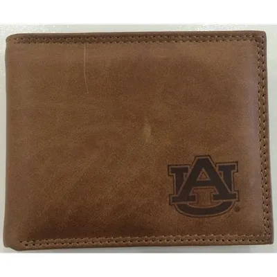 Auburn Zep-Pro Brown Leather Embossed Bifold Wallet