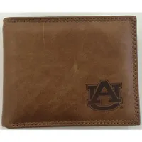 Auburn Zep-Pro Brown Leather Embossed Bifold Wallet