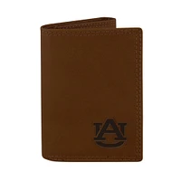 Auburn Zep-Pro Brown Leather Embossed Trifold Wallet