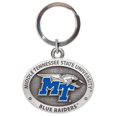  Mtsu Blue Raiders Heritage Pewter Key Chain (Blue Emblem)- Alumni Hall