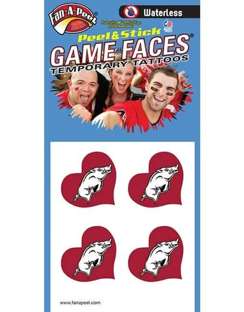  Razorbacks | Arkansas Heart Waterless Face Tattoos | Alumni Hall