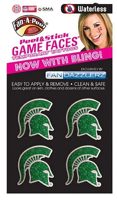 Michigan State Glitter Waterless Face Tattoos