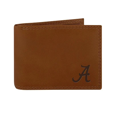 Alabama Zep-Pro Brown Leather Embossed Bifold Wallet