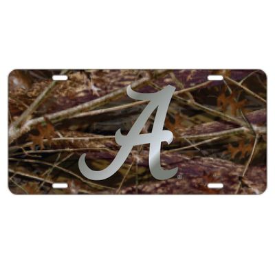  Alabama License Plate Camo/Silver Script A