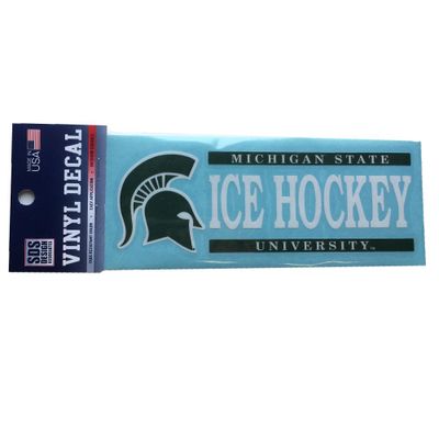  Michigan State Ice Hockey Block Decal (6  X 2 )- Alumni Hall