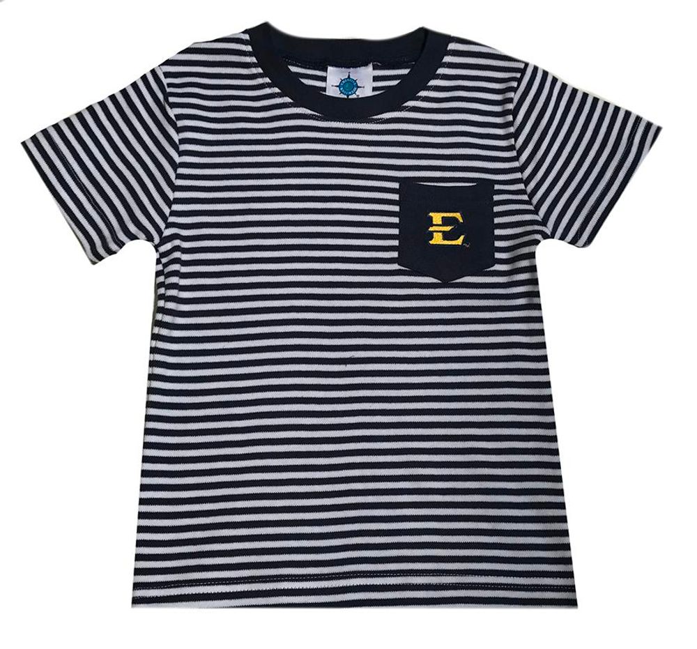 Bucs- Etsu Toddler Striped Pocket Tee- Alumni Hall