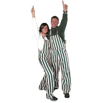 Green And White Adult Game Bibs Striped Overalls | Alumni Hall