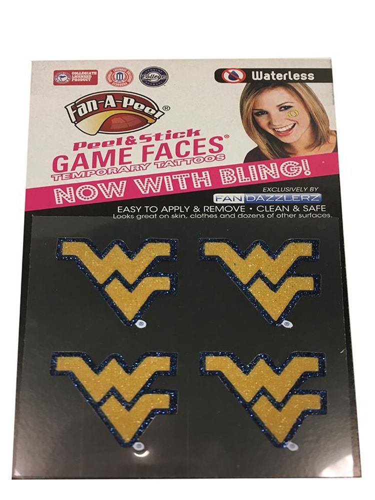  Wvu | West Virginia Glitter Waterless Face Tattoos | Alumni Hall