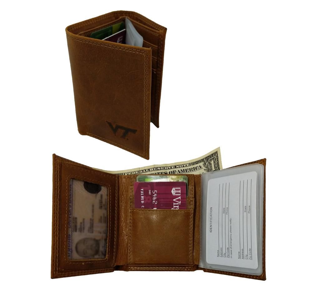  Vt- Virginia Tech Embossed Tri- Fold Wallet- Alumni Hall