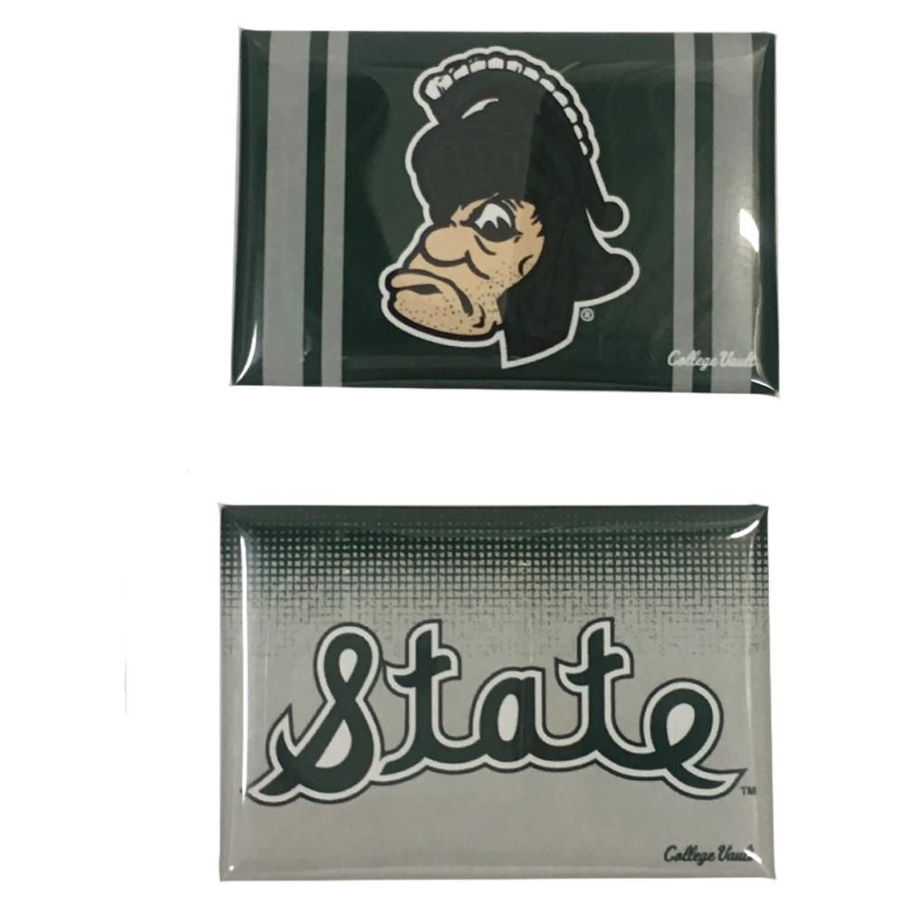  Spartans - Michigan State Vault Logo 2 Pack Magnets 3  X 6 - Alumni Hall