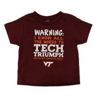 Vt- Virginia Tech Toddler Warning Song T- Shirt- Alumni Hall