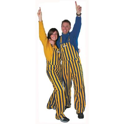 Etsu - Navy And Gold Adult Game Bibs Striped Overalls Alumni Hall