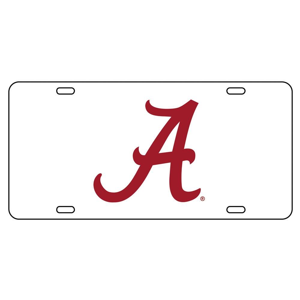  Alabama License Plate White/Crimson Script A