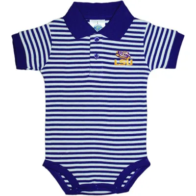 Lsu | Infant Striped Polo Tiger Eye Logo Bodysuit Alumni Hall