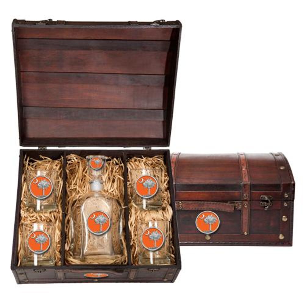  State Of South Carolina Heritage Pewter Decanter Chest Set (Palmetto Emblem) | Alumni Hall