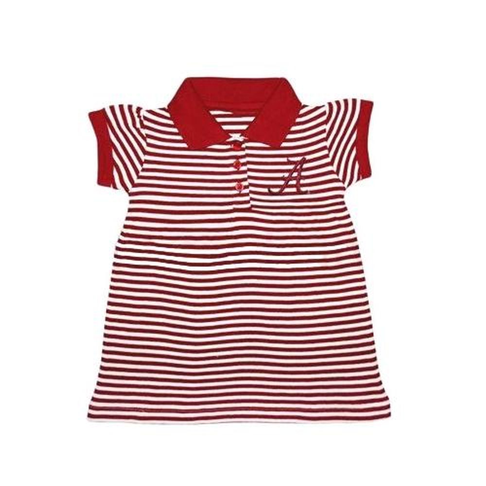 Alabama Infant Striped Polo Dress (Crimson/White)