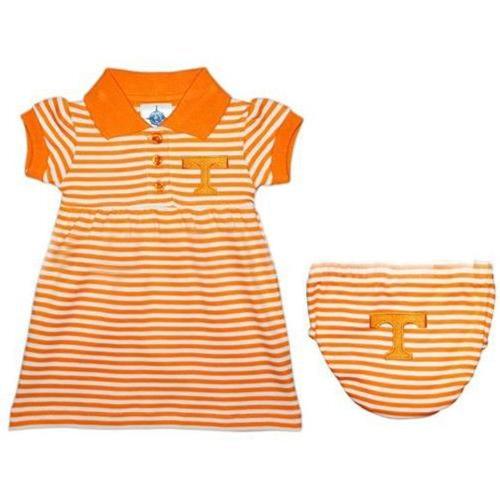 Tennessee Infant Striped Game Day Dress With Bloomer (Orange/White)