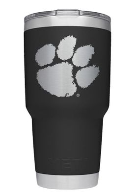 Clemson Yeti 30Oz Black Powder Coated Rambler