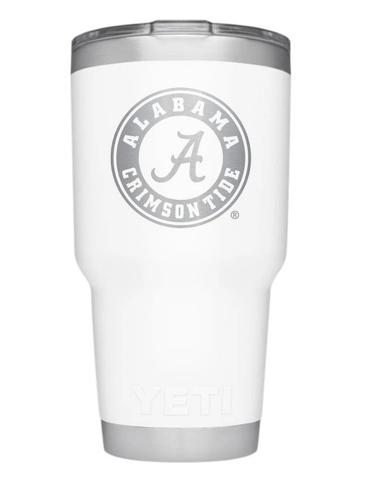 Alabama Yeti 30 Oz White Powder Coated Rambler