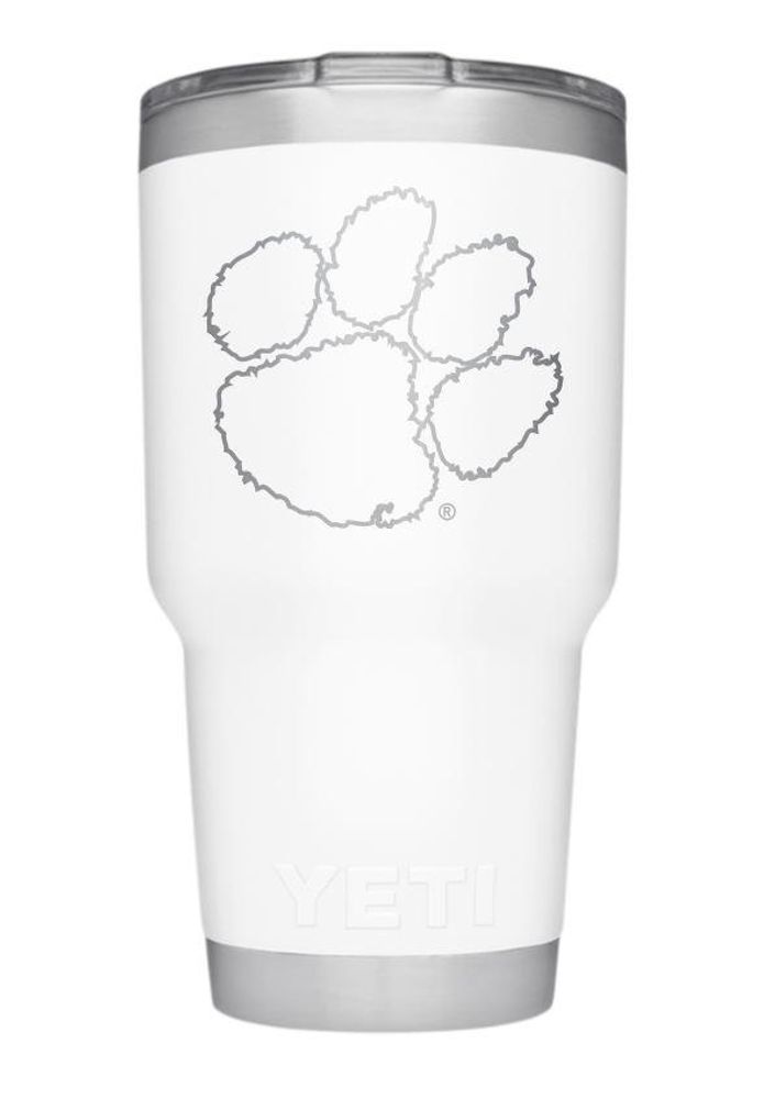  Tigers | Clemson Yeti 30oz White Powder Coated Rambler | Alumni Hall