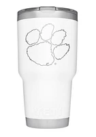 Clemson Yeti 30 Oz White Powder Coated Rambler