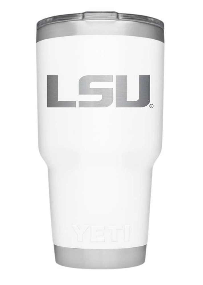 LSU Yeti 30 Oz White Powder Coated Rambler
