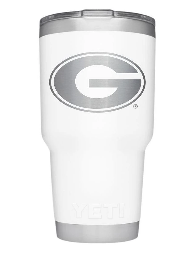 Georgia Yeti 30 Oz White Powder Coated Rambler
