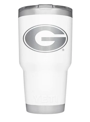 Georgia Yeti 30 Oz White Powder Coated Rambler