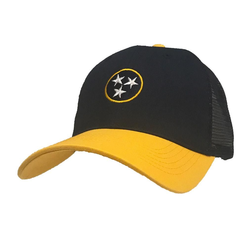 Volunteer Traditions Tri Star Navy and Gold Pro Mesh Trucker Cap