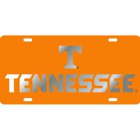 Tennessee License Plate Silver With Orange Tn Font