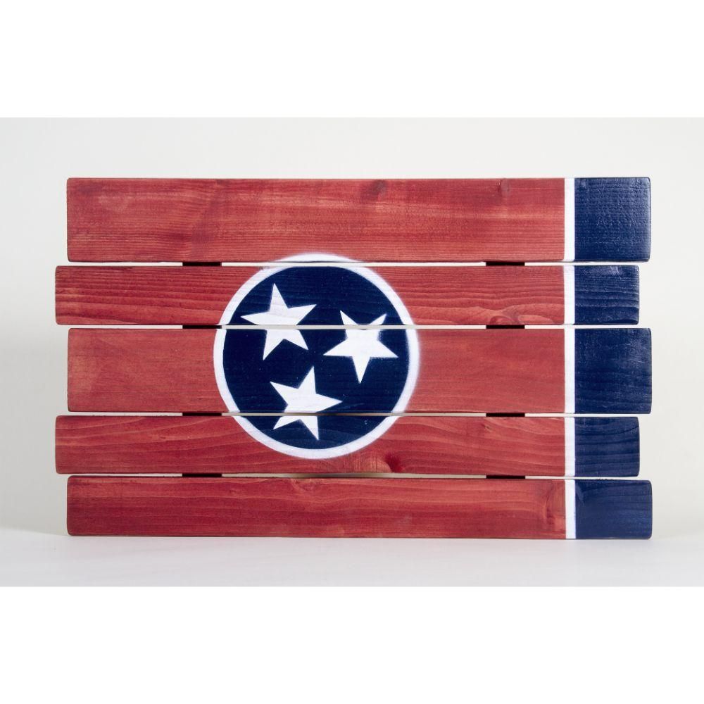  Ah | Tennessee State Flag Wooden Sign (24  X 14.75 ) | Alumni Hall