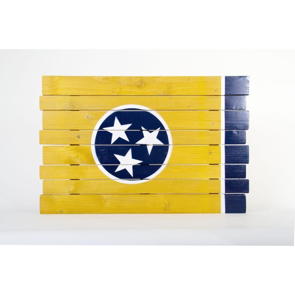  Ah | Gold And Navy Tristar Tennessee Flag Wooden Sign (35  X 23.75 ) | Alumni Hall