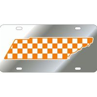  Tennessee License Plate Silver Checkerboard State Outline