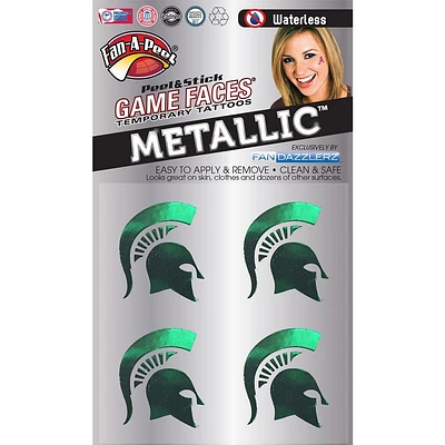 Michigan State Metallic Waterless Face Tattoos