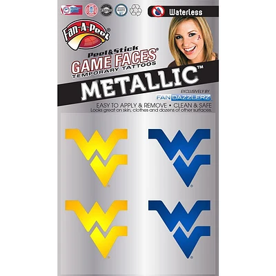 West Virginia Metallic Waterless Face Tattoos
