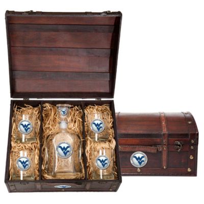  Wvu | West Virginia Heritage Pewter Blue Decanter Chest Set | Alumni Hall