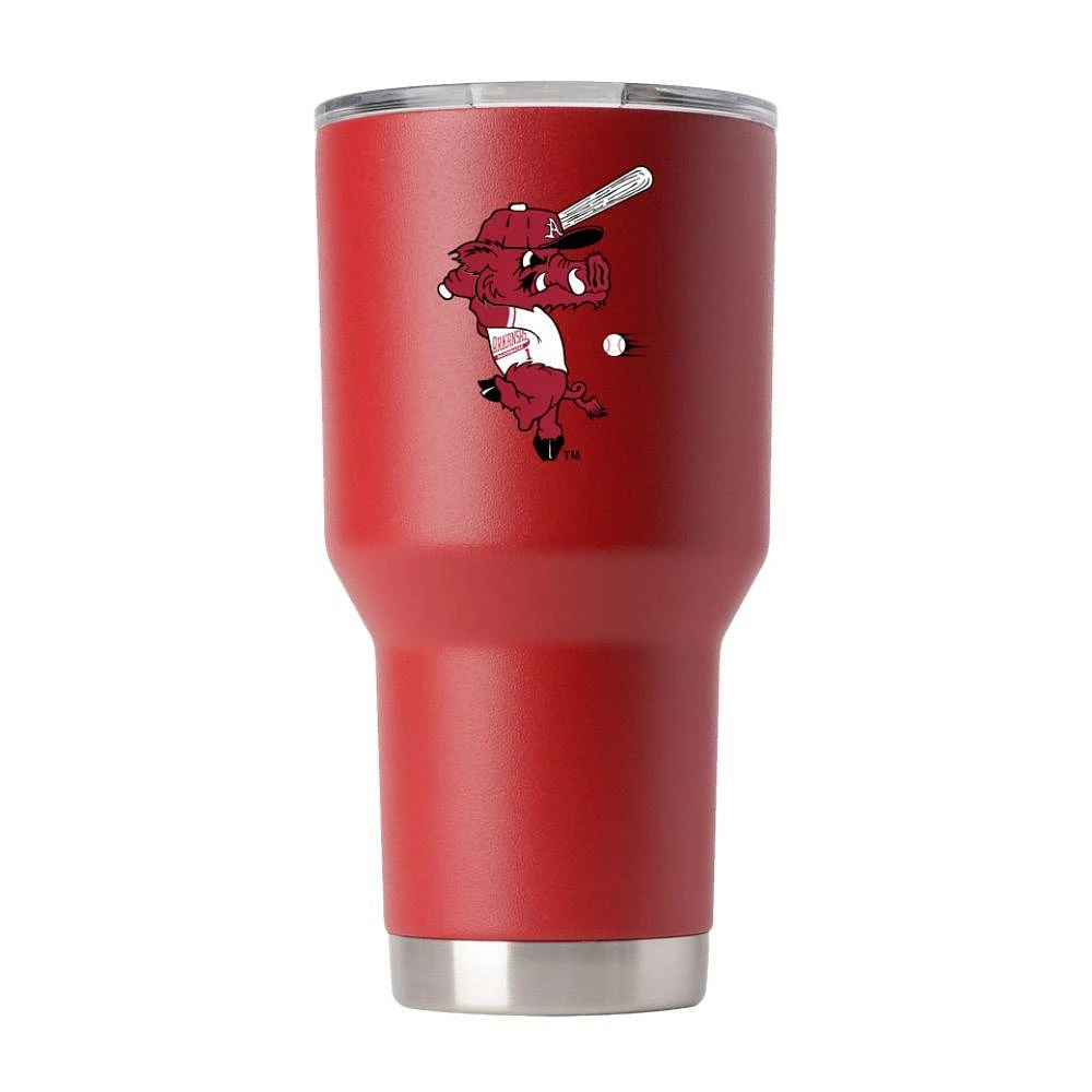 Arkansas 30 Oz Batting Ribby Logo Crimson Tumbler