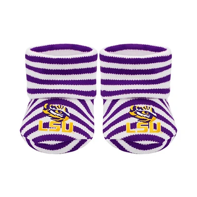 LSU Infant Striped Booties