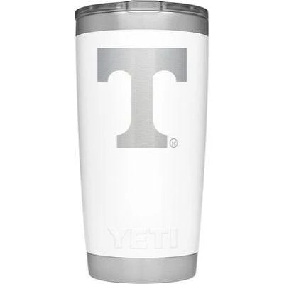 Tennessee Yeti 20 Oz White Powder Coated Rambler
