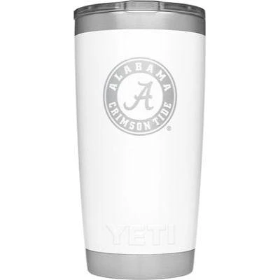 Alabama Yeti 20 Oz White Powder Coated Rambler