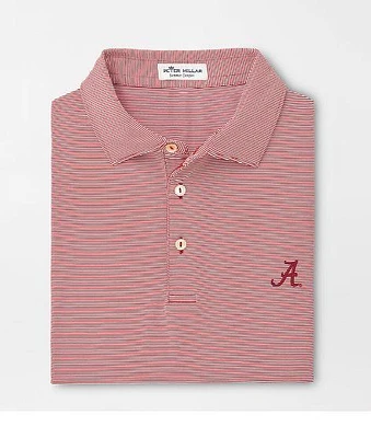 Alabama Men's Peter Millar Crimson Jubilee Stripe Jersey Polo