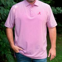 Alabama Men's Peter Millar Crimson Jubilee Stripe Jersey Polo