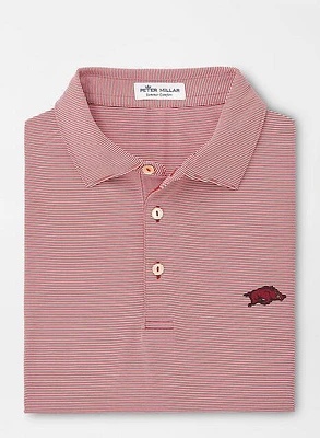 Arkansas Peter Millar Crimson Jubilee Stripe Jersey Polo
