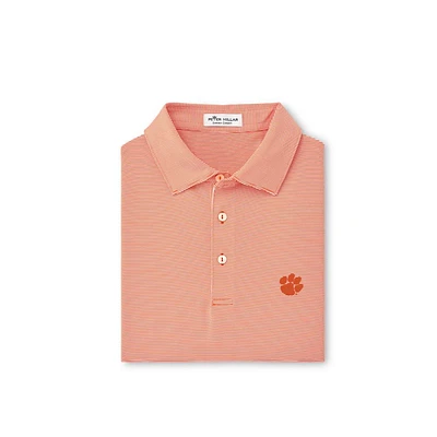 Clemson Men's Peter Millar Orange Jubilee Stripe Jersey Polo