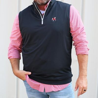 Dawgs | Georgia Peter Millar Galway Quarter- Zip Vest Alumni Hall