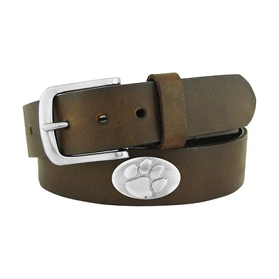 Clemson Zep-Pro Brown Leather Concho Belt