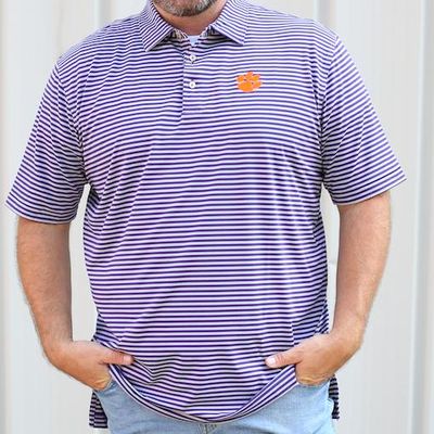 Clemson | Men's Peter Millar Mills Stripe Jersey Polo Alumni Hall