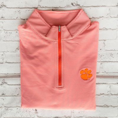 Clemson | Peter Millar Perth Stripe Stretch 1/4 Zip Alumni Hall