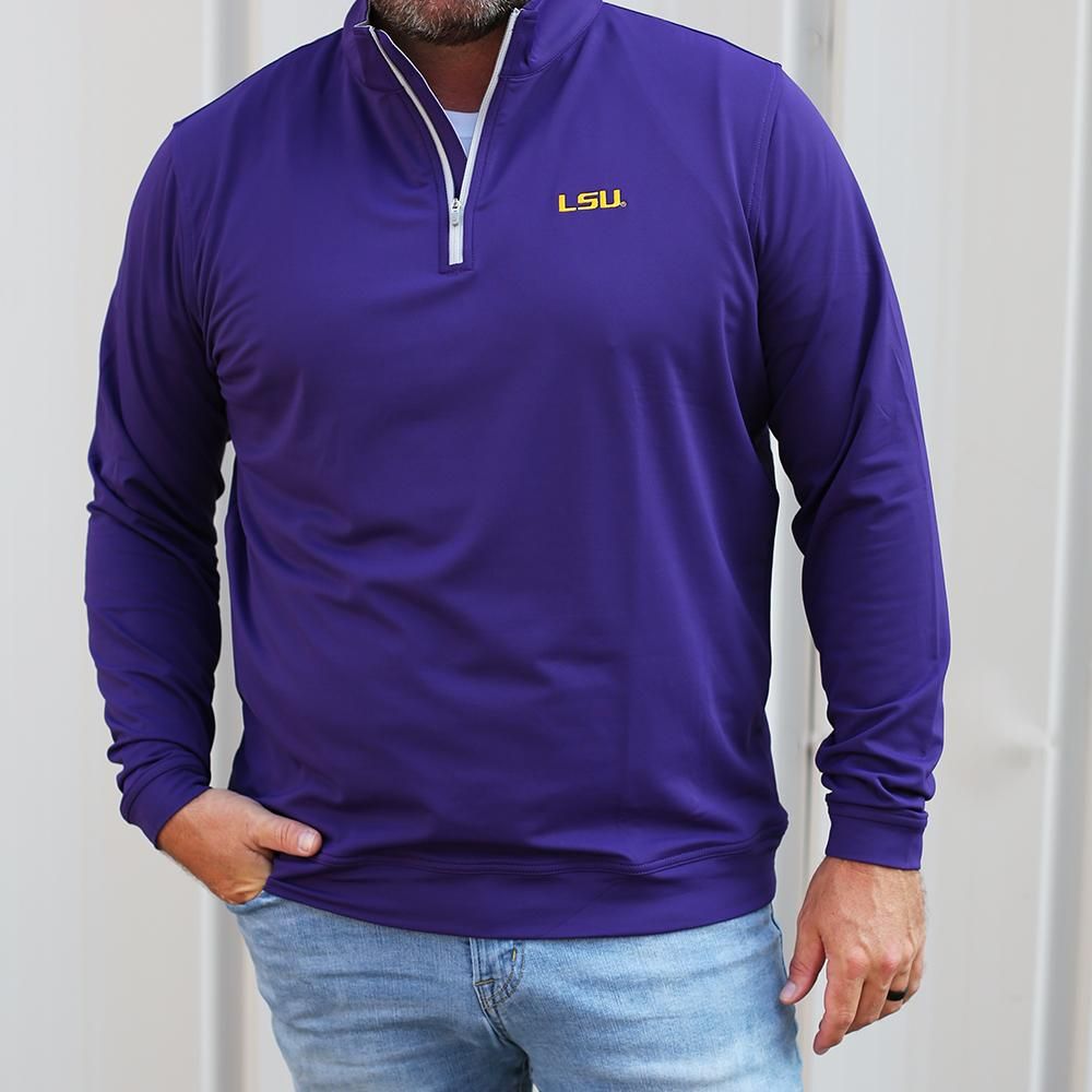 Lsu | Peter Millar Perth Stretch 1/4 Zip Alumni Hall