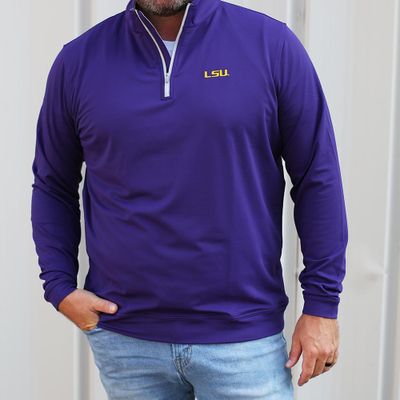 Lsu | Peter Millar Perth Stretch 1/4 Zip Alumni Hall